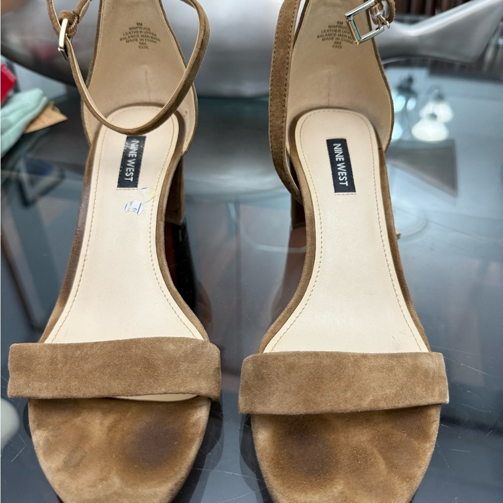 Nine West Brown Suede Heeled Sandals